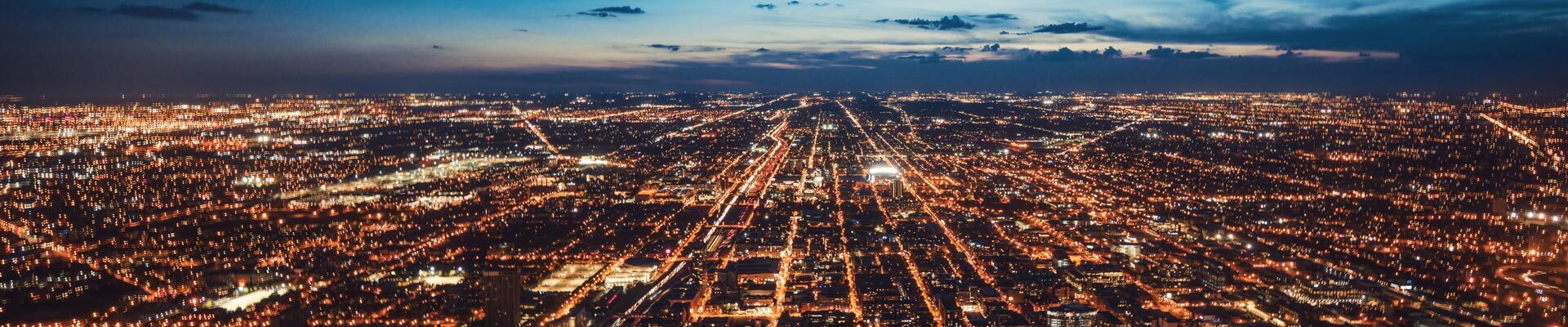 Chicago aerial city lights